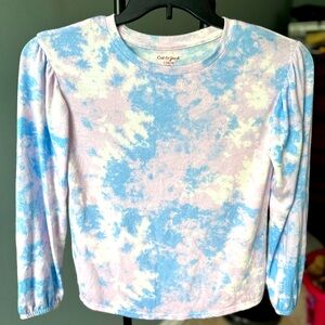 Cat & Jack girls size L rayon blend sweater, pink/blue/white, lightweight & soft